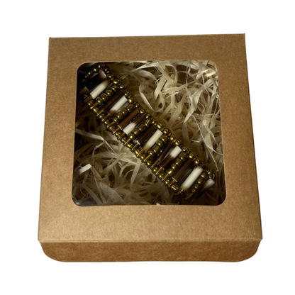 BRACELET - Porcupine Quill - Gold Beads with Gold bead inlay