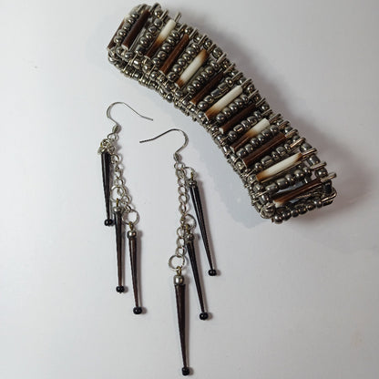 EARRINGS - Porcupine Quill - Black 3 tip Elegant