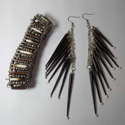 EARRINGS - Porcupine Quill - Black 9 tip Elegant