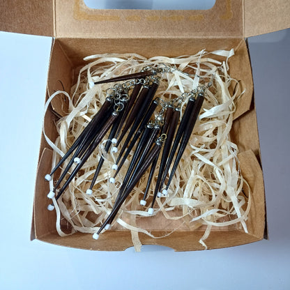 EARRINGS - Porcupine Quill - Black 9 tip Elegant