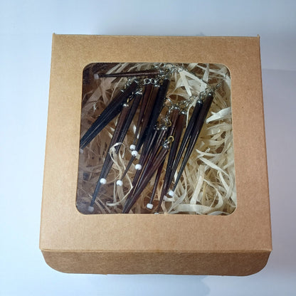 EARRINGS - Porcupine Quill - Black 9 tip Elegant