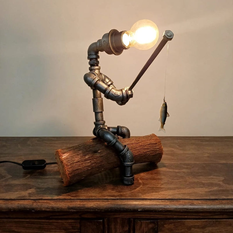 Steampunk Fishing Robot Lamp