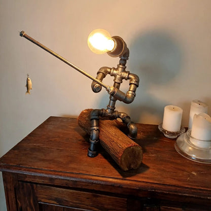 Steampunk Fishing Robot Lamp