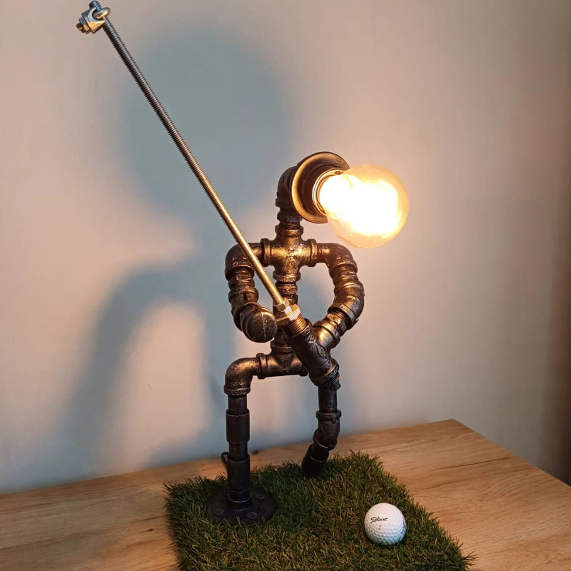 Steampunk Golfer Robot Lamp