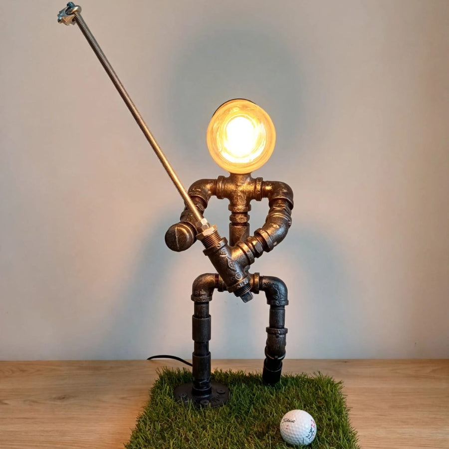 Steampunk Golfer Robot Lamp