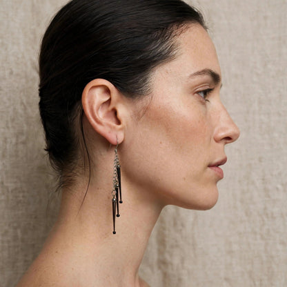EARRINGS - Porcupine Quill - Black 3 tip Elegant