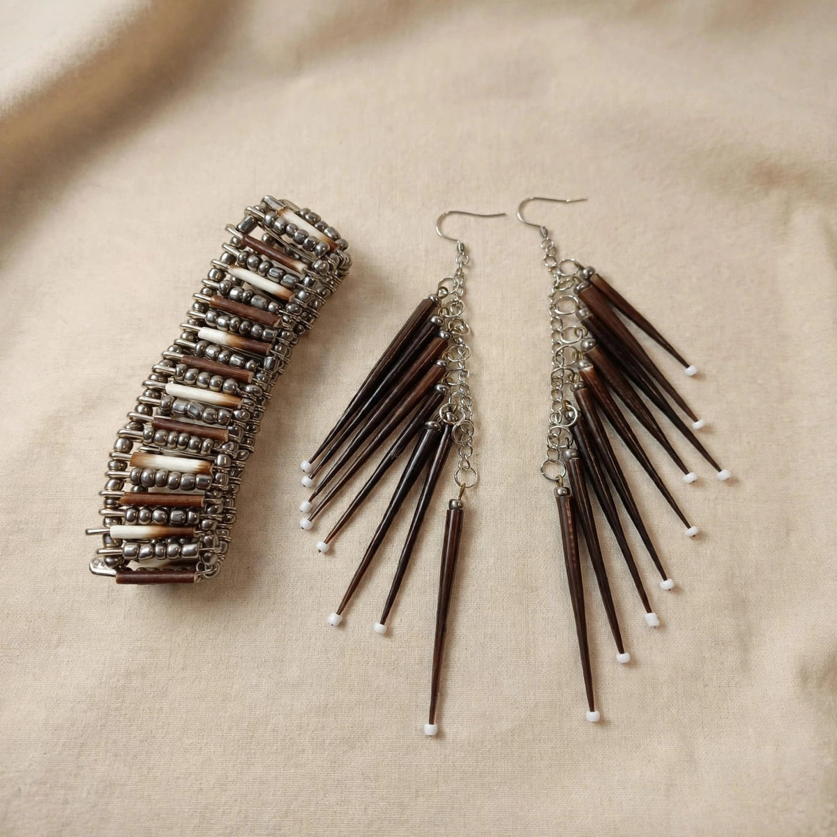 EARRINGS - Porcupine Quill - Black 9 tip Elegant