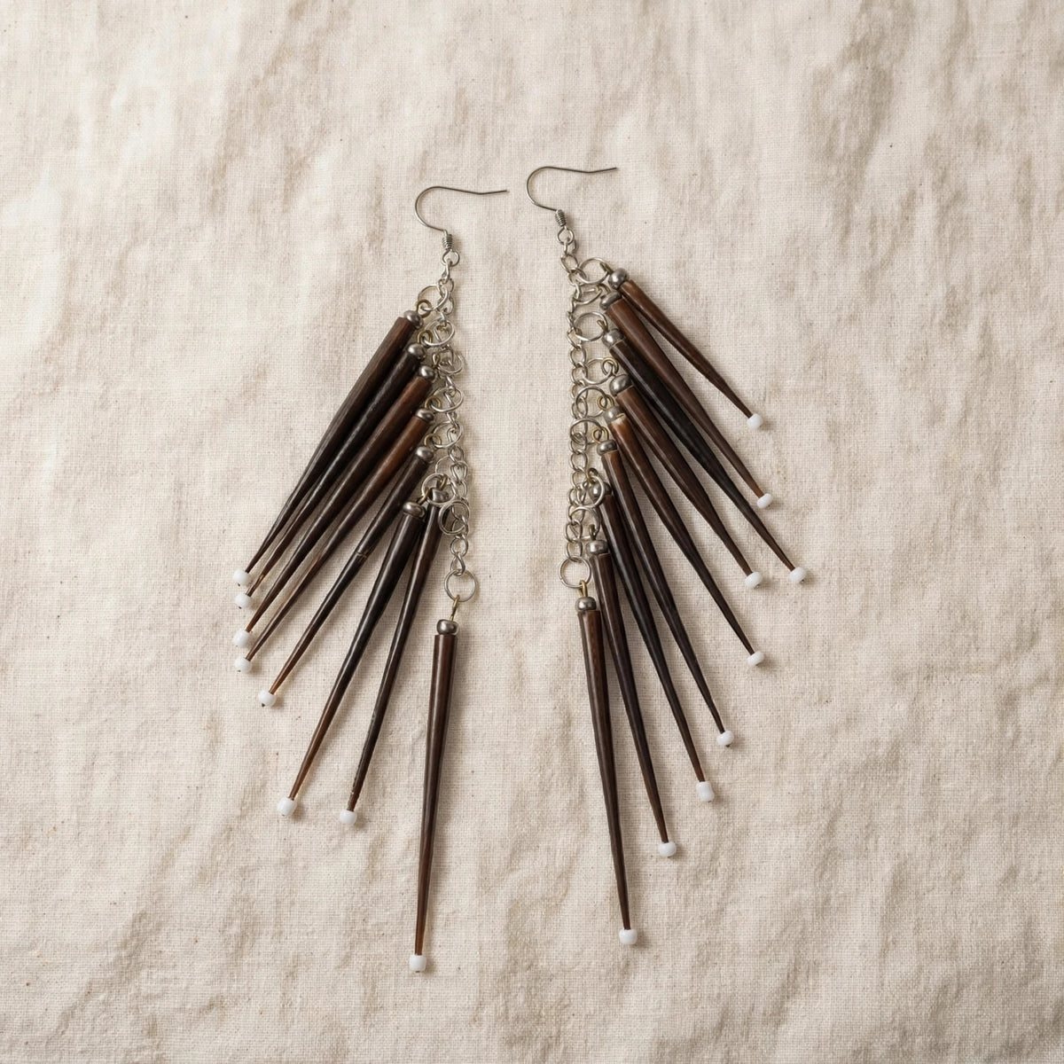 EARRINGS - Porcupine Quill - Black 9 tip Elegant