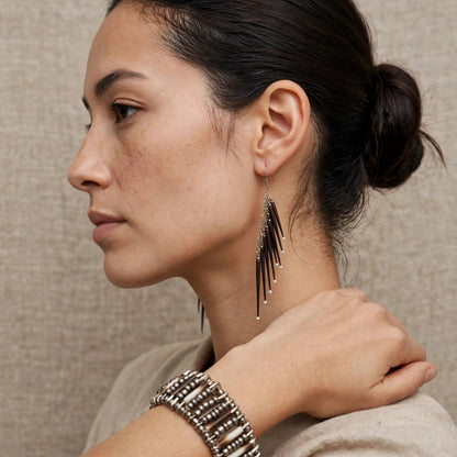 EARRINGS - Porcupine Quill - Black 9 tip Elegant